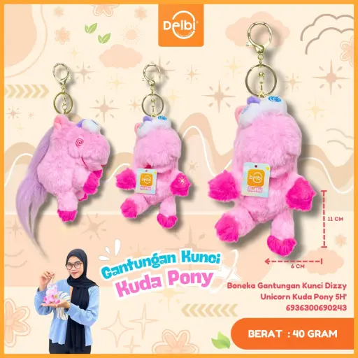 [6936300690243] Boneka Gantungan Kunci Dizzy Unicorn Kuda Pony 5H'