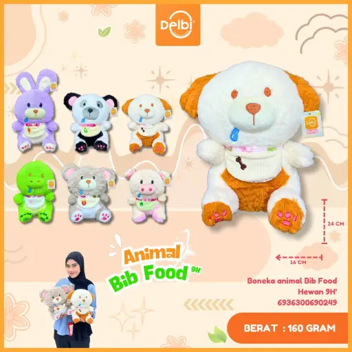 [6936300690249] Boneka animal Bib Food Hewan 9H'