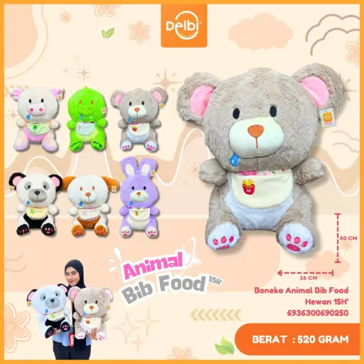 [6936300690250] Boneka Animal Bib Food Hewan 15H'