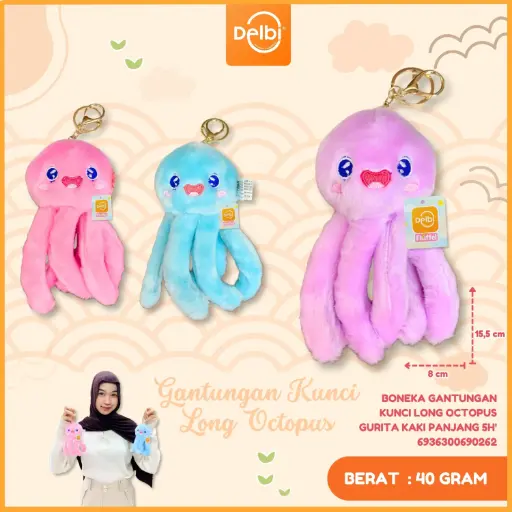 [6936300690262] Boneka Gantungan Kunci Long Octopus Gurita Kaki Panjang 5H'