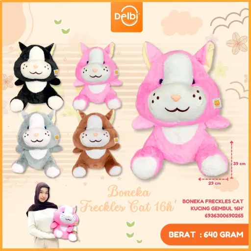[6936300690265] Boneka Freckles Cat Kucing Gembul 16H'