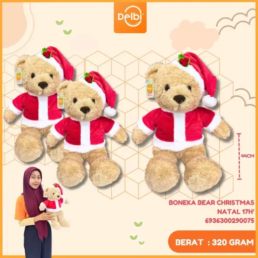 [6936300290075] BONEKA BEAR CHRISTMAS NATAL 17H'