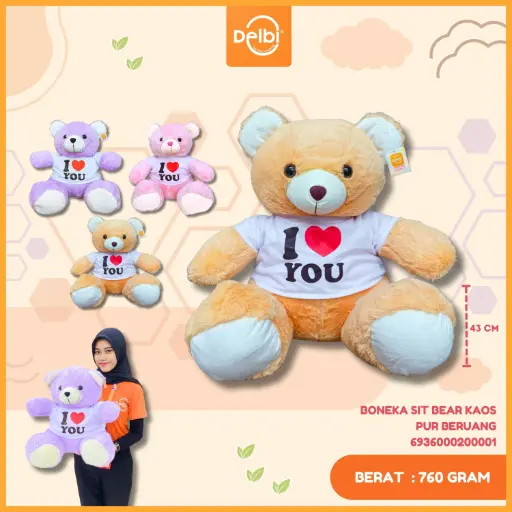 [6936000200001] Boneka Sit Bear Kaos Pur Beruang  