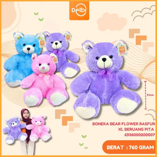 [6936000200007] BONEKA BEAR FLOWER RASFUR XL BERUANG PITA 