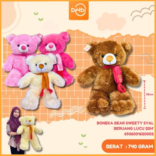 [6936001620002] BONEKA BEAR SWEETY SYAL BERUANG LUCU 20H'